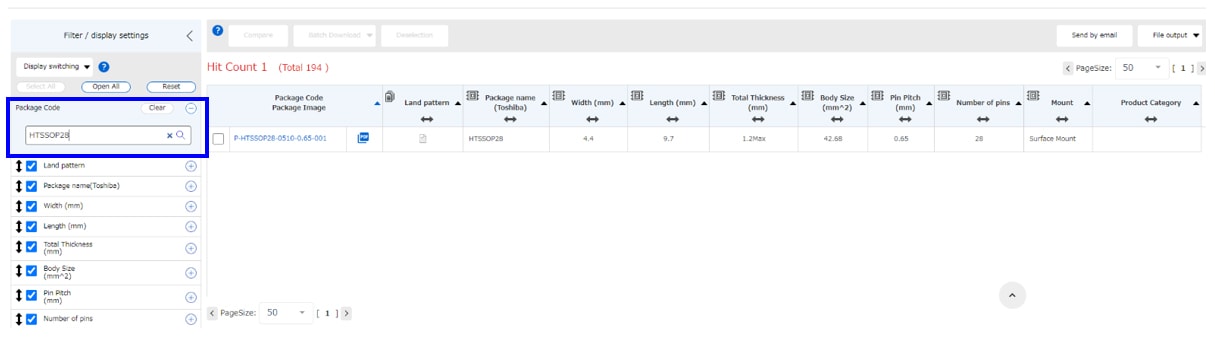 Fig. 1 Example of package information search