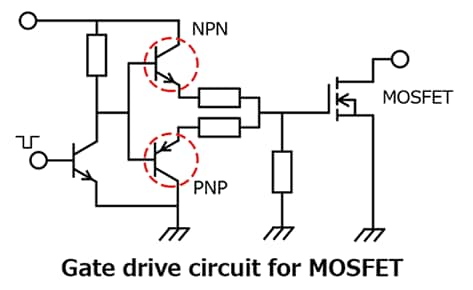 The illustration of application circuit example of Launch of Bipolar Transistors Contributing to Reduction of Environmental Impacts.