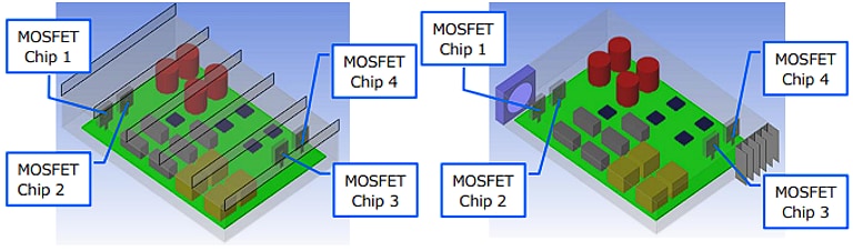 Figure 10: Simulation models for natural (left) and forced (right) convection.