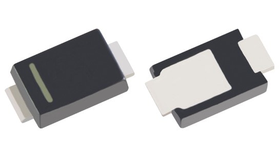 The package photograph of lineup expansion of Schottky barrier diodes with 60 V products using the compact US2H package that has excellent heat dissipation allowing easier thermal design : CUHS15F60, CUHS20F60, CUHS15S60, CUHS20S60.