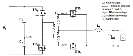 Figure 2: Simplified half-bridge DC-DC converter.