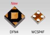 The package photograph of small, surface mount LDO regulators that allow long and stable operation of IoT equipment and wearable devices: TCR3UM series.