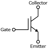 The illustration of internal circuit of a discrete IGBT with wide SOA for PFCs of air conditioners’ power supplies: GT50J123.