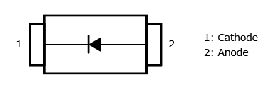 The illustration of internal circuit of Toshiba expands lineup of SBD, which uses a compact package with high heat dissipation ability that allows easier thermal design, by 30 V/ 40 V products: CUHS20F40, CUHS20F30, CUHS15F40, CUHS15F30, CUHS20S40, CUHS20S30, CUHS15S40, CUHS15S30.