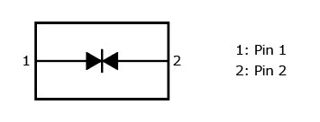 The illustration of internal circuit of bidirectional TVS diode with a higher peak pulse current rating that contributes to improving reliability of the IC's power supply lines : DF2B5PCT, DF2B7PCT.