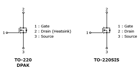 The illustration of internal circuits of expansion of the lineup of 80 V N-channel power MOSFETs with the adoption of a new process that helps to improve the efficiency of power supplies : TK2R4E08QM, TK3R3E08QM, TK5R3E08QM, TK7R0E08QM, TK2R4A08QM, TK3R2A08QM, TK5R1A08QM, TK6R8A08QM, TK5R1P08QM, TK6R9P08QM.