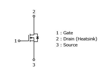 The illustration of internal circuits of lineup expansion of new generation super junction structure N-channel power MOSFET “DTMOSVI Series” that helps improve efficiency of power supplies : TK090E65Z, TK110E65Z, TK155E65Z, TK190E65Z.