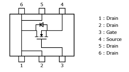 The illustration of pin assignments of A 40 V Product Is Added to the Lineup of Small MOSFETs for Automotive Equipment That Help Reduce Power Consumption with Their Low on-Resistance : SSM6K804R.