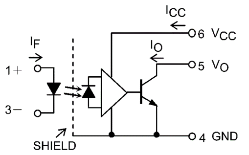 Open collector output (Example: TLP2362)