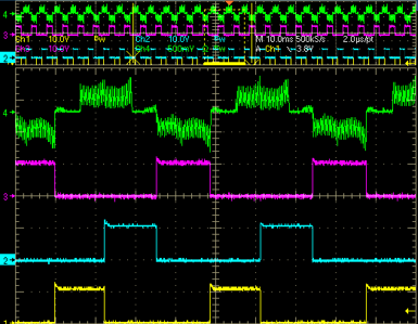 Wave form of motor control circuit for cordless power tool.